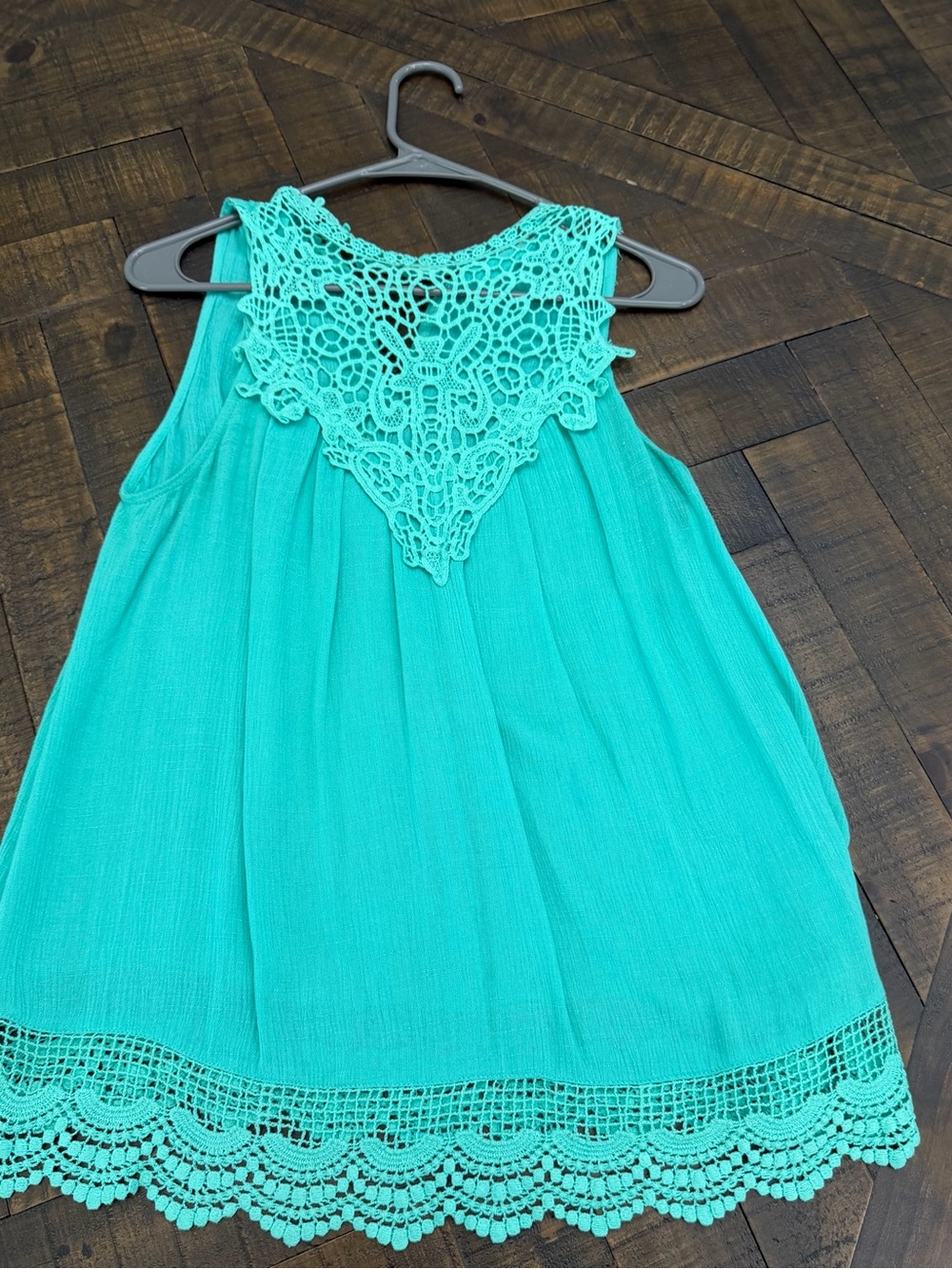 entro Turquoise Crochet Yoke & Hem Camisole Top